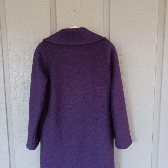 EMME Marella Women Boucle Coat Size M Wool Blend Long Sleeve Pockets In Purple